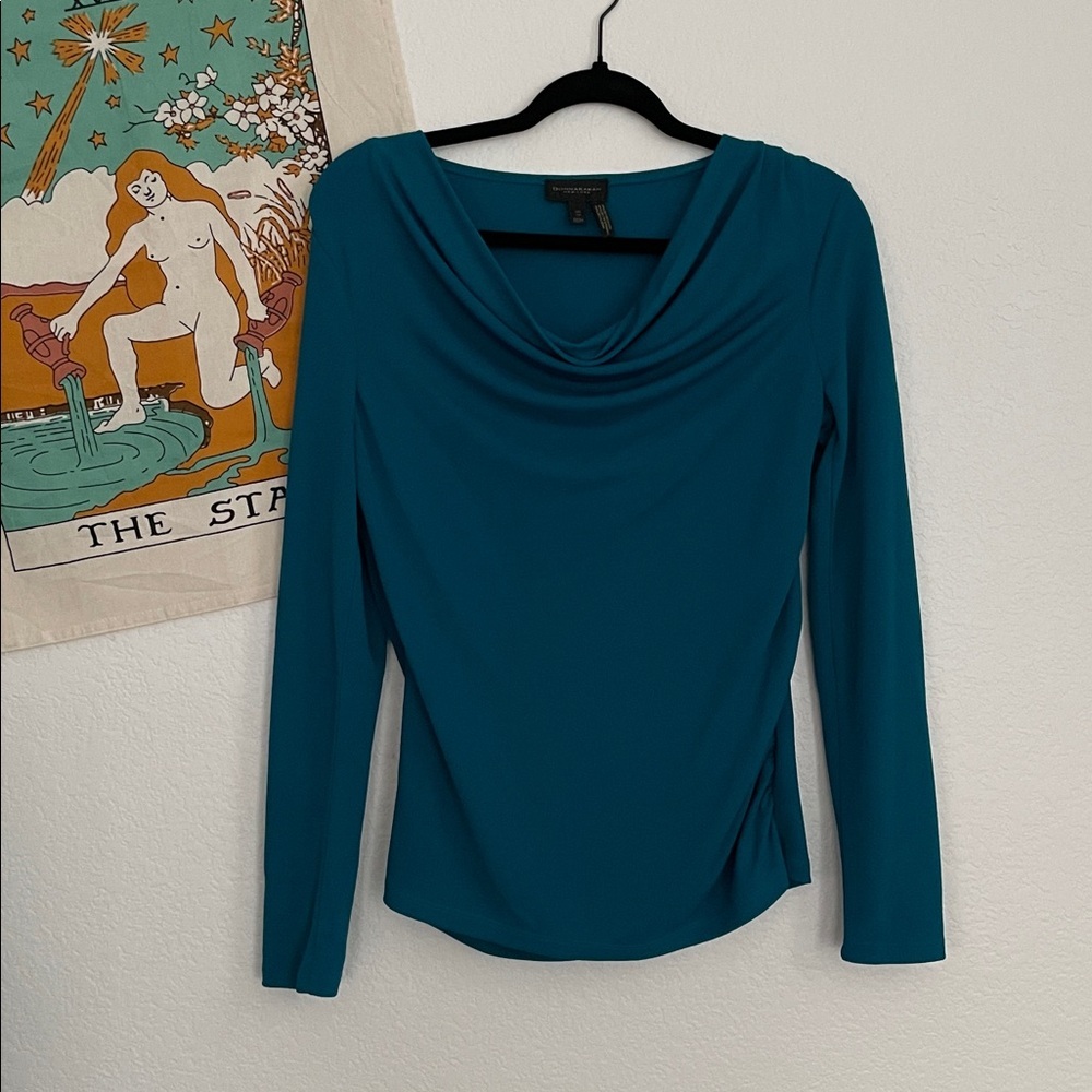 Donna Karan Aqua Cowl Neck Top • Size XS - Picture 7 of 8